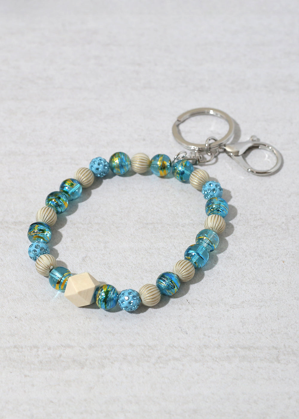Rustic Beaded Keychain Bracelet