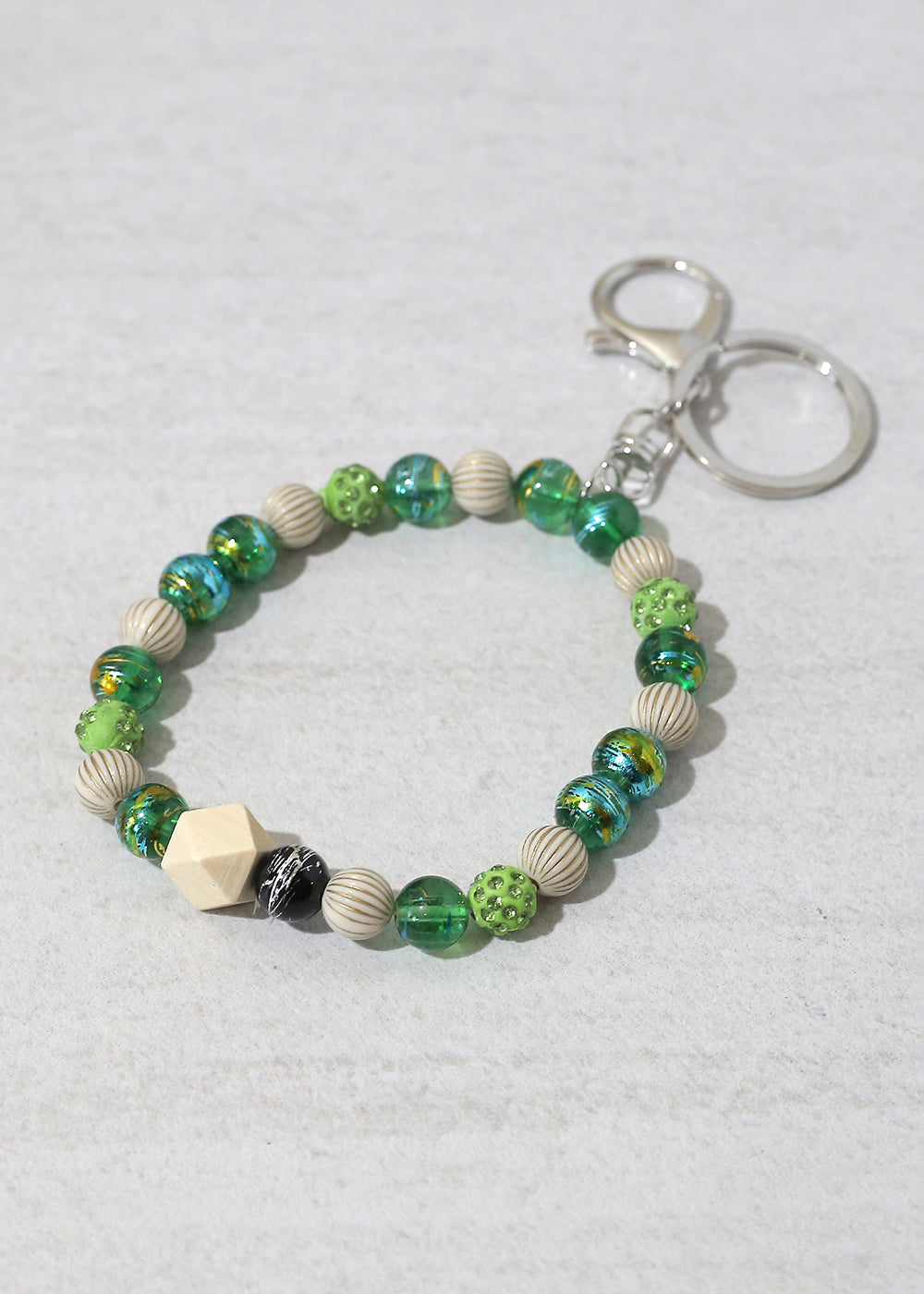Rustic Beaded Keychain Bracelet