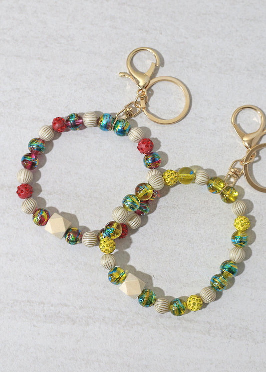 Rustic Beaded Keychain Bracelet