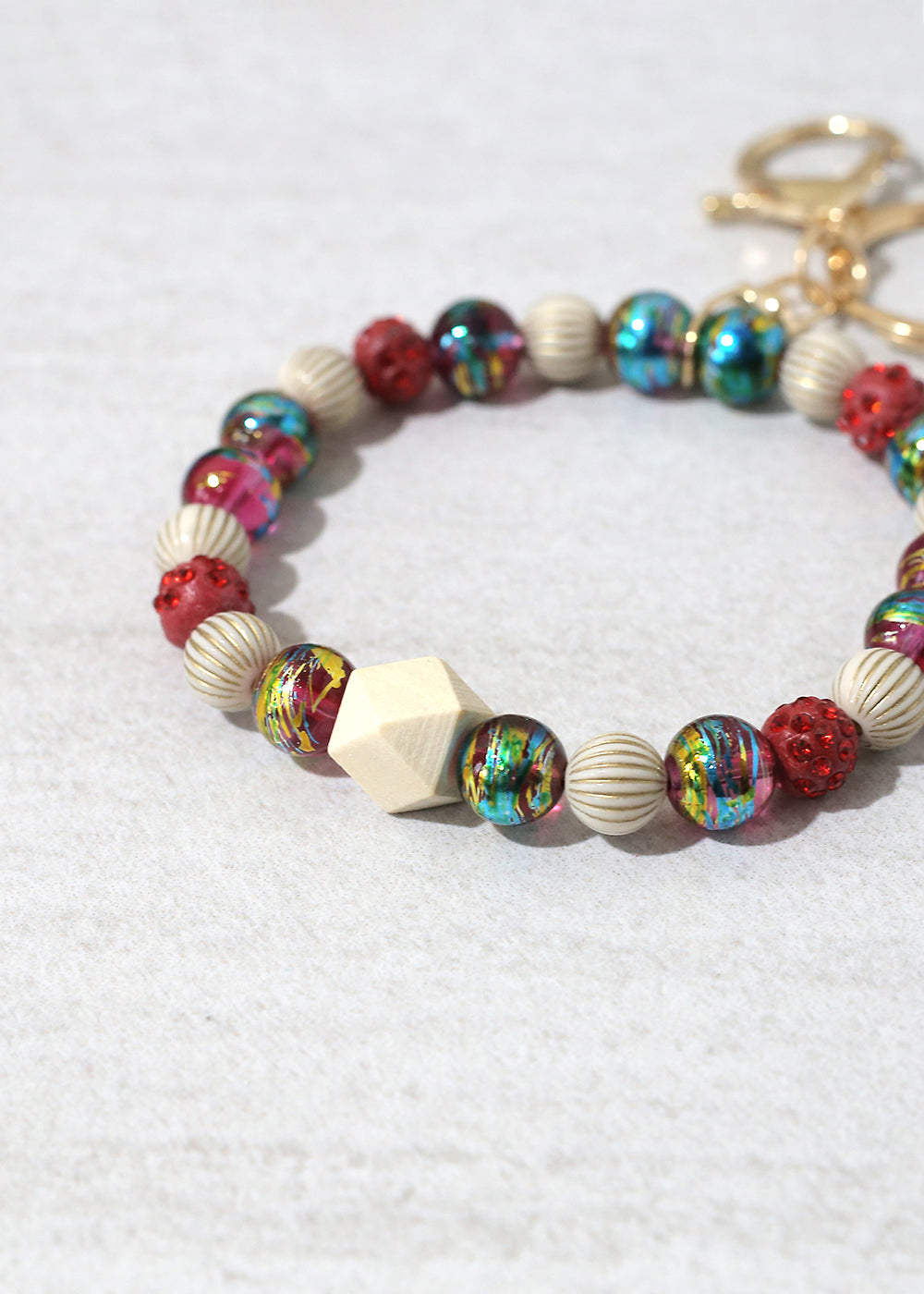 Rustic Beaded Keychain Bracelet