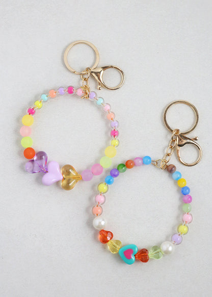Colorful Heart Keychain Bracelet