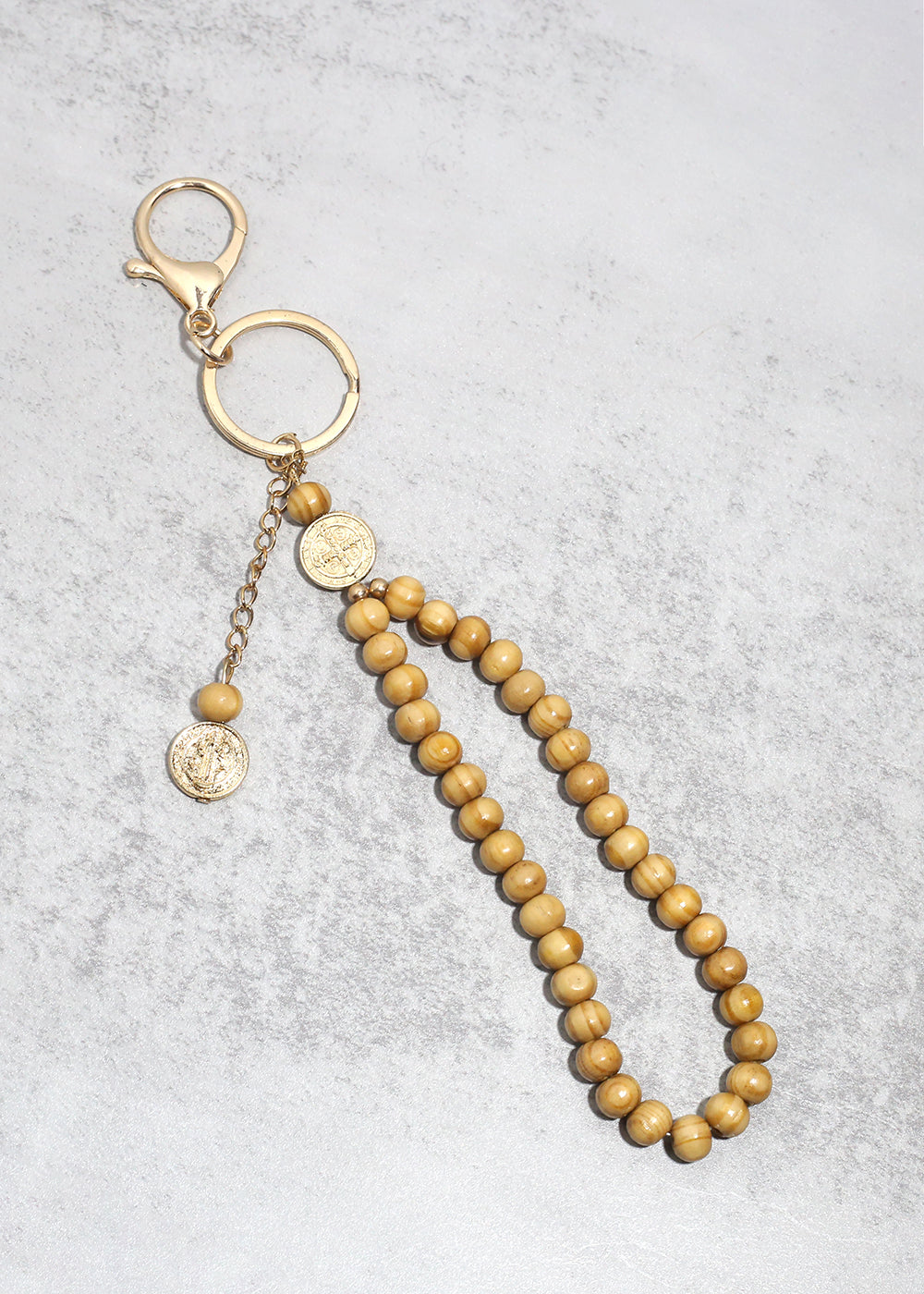 Wooden Rosary Keychain