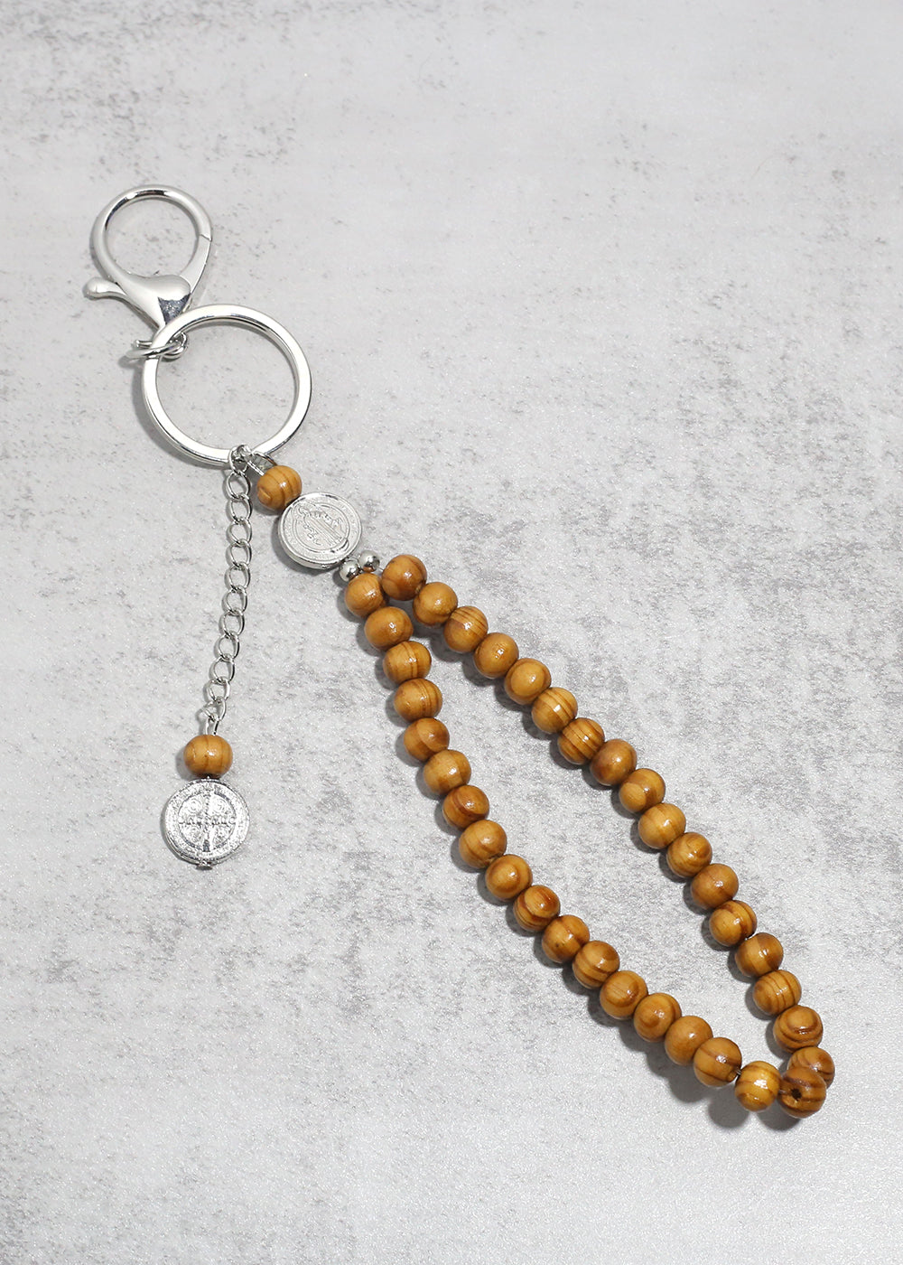 Wooden Rosary Keychain