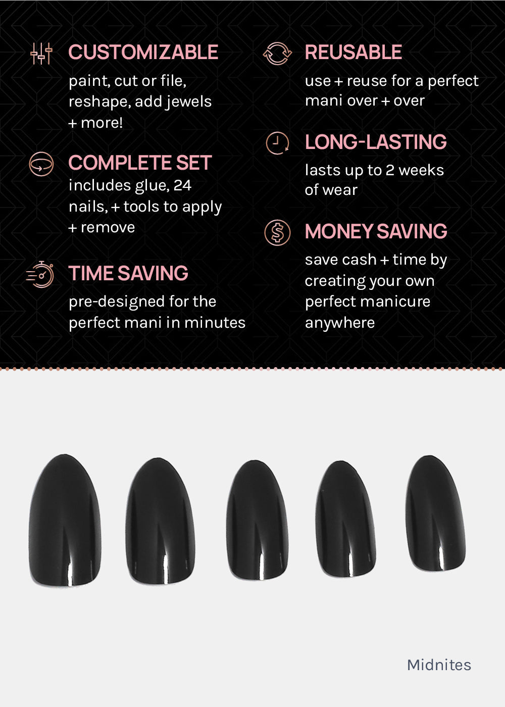 AOA Pro Press-On Nails: Midnites