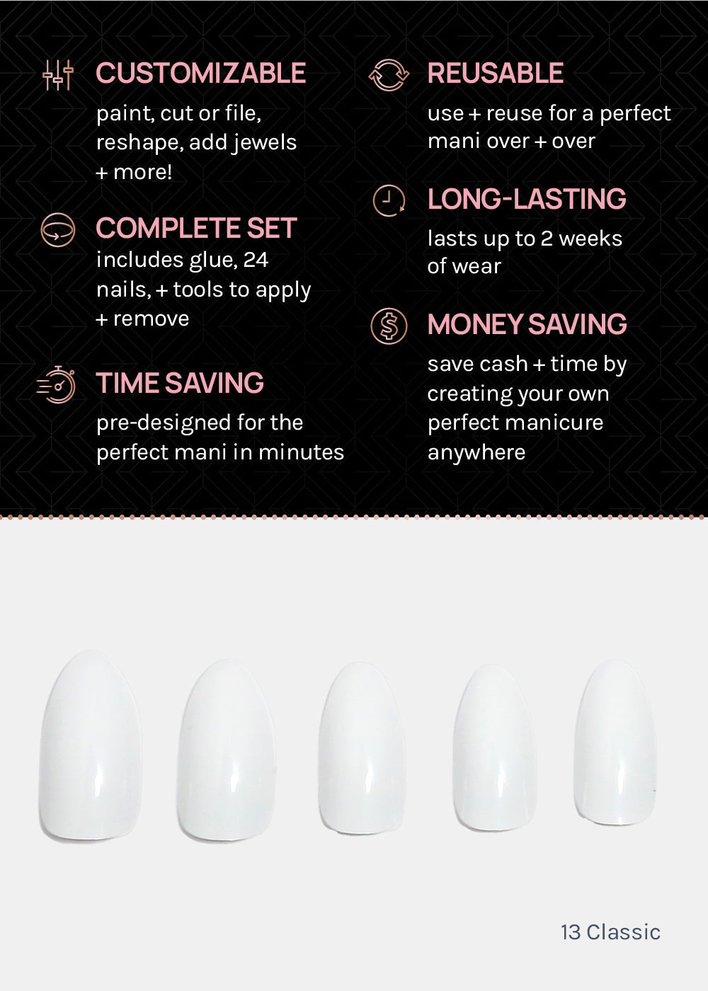 AOA Pro Press-On Nails: 13 Classic