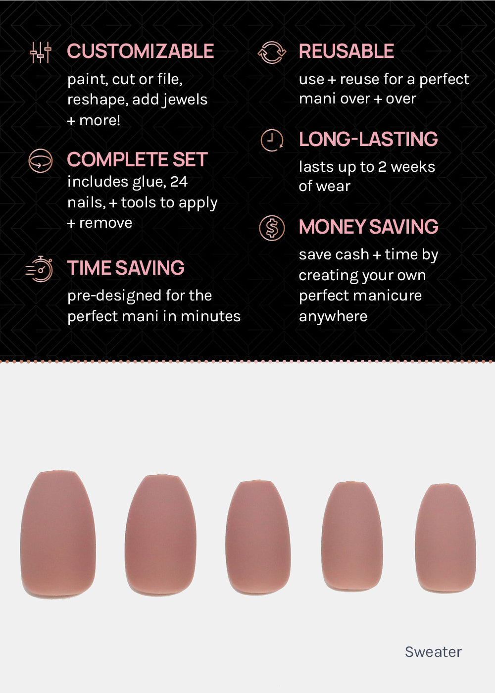 AOA Pro Press-On Nails: Sweater