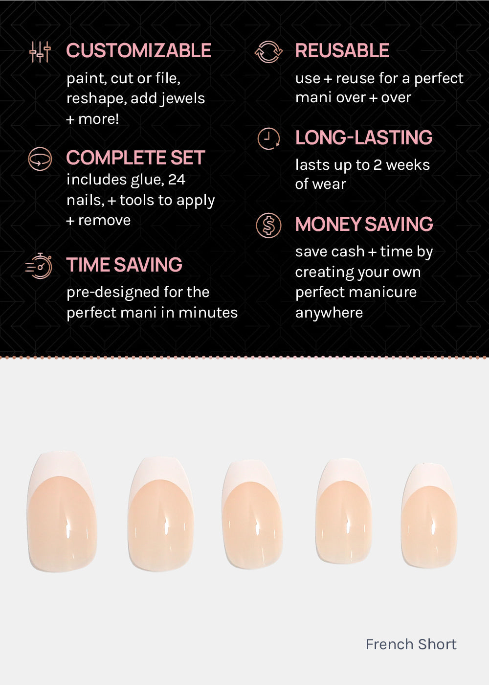 AOA Pro Press-On Nails: French Short