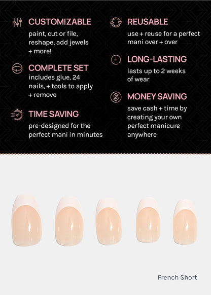 AOA Pro Press-On Nails: French Short