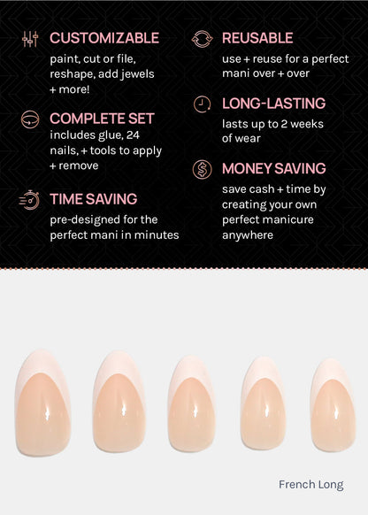 AOA Pro Press-On Nails: French Long