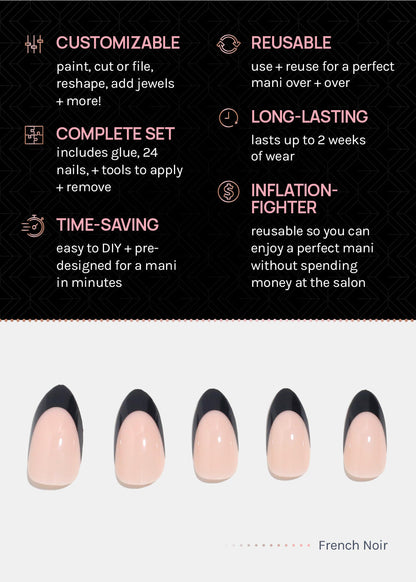 AOA Pro Press-On Nails: French Noir