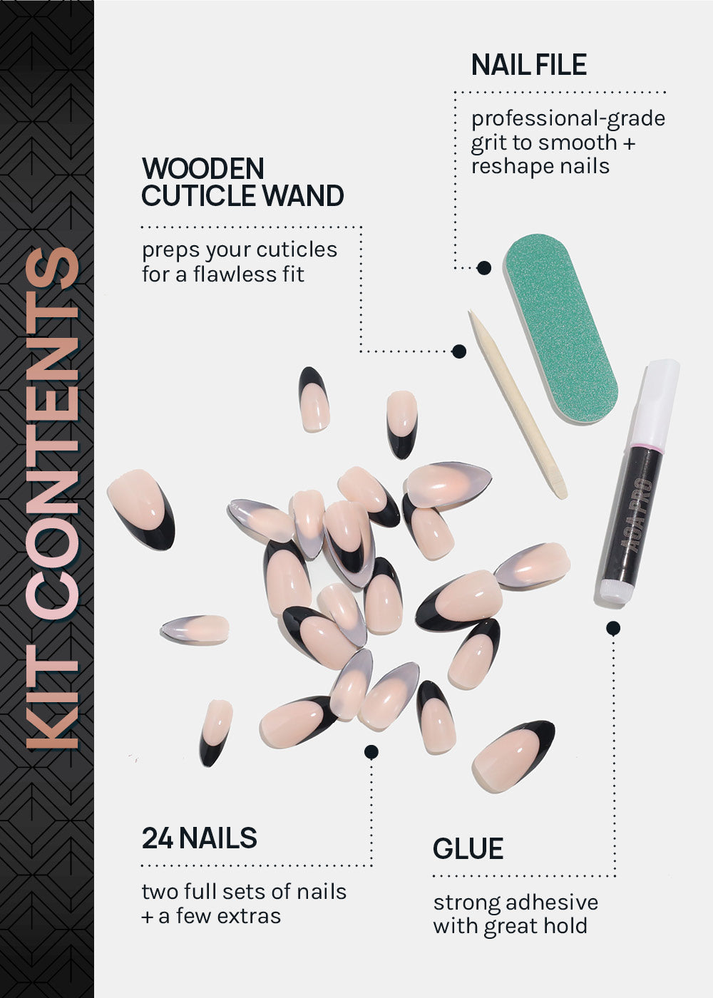 AOA Pro Press-On Nails: French Noir