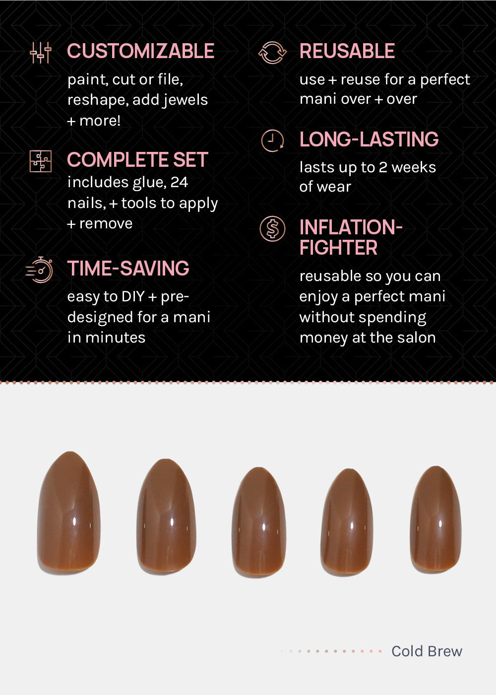 AOA Pro Press-On Nails: Cold Brew