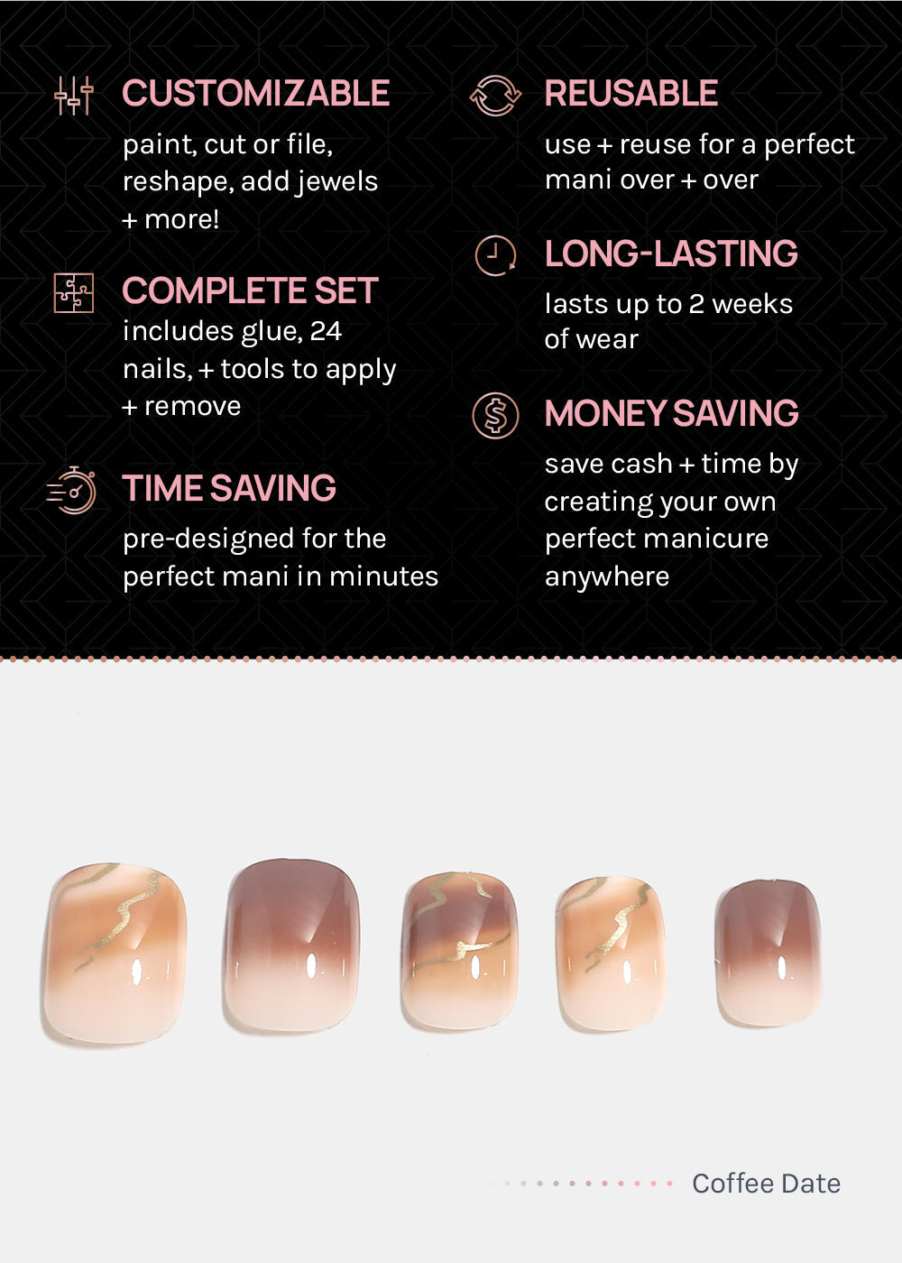 AOA Pro Press-On Nails: Coffee Date