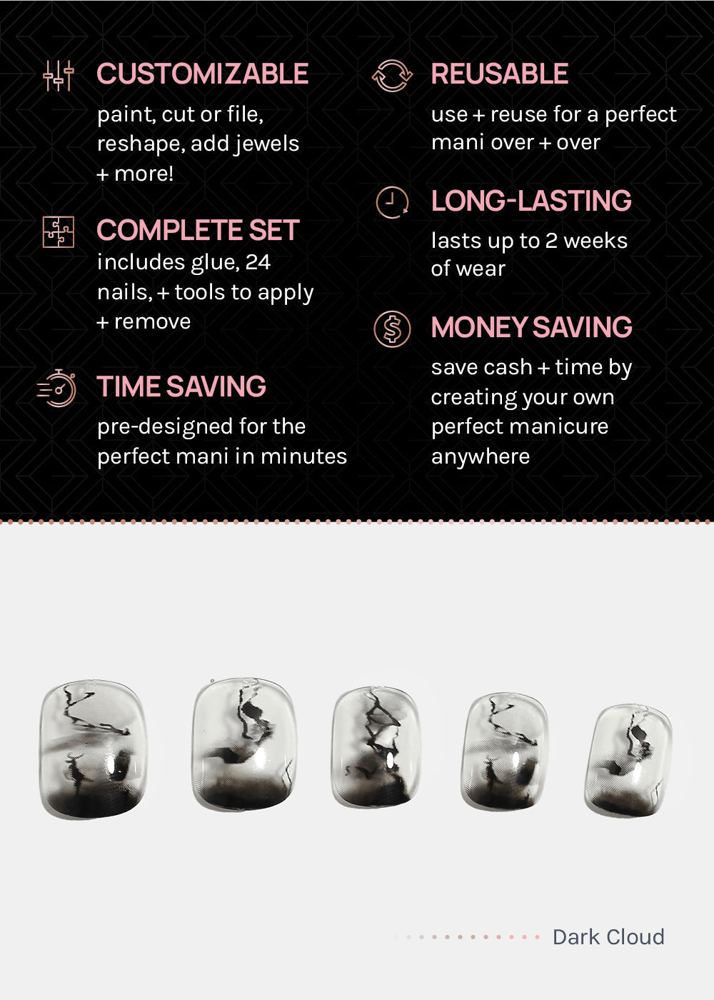 AOA Pro Press-On Nails: Dark Cloud