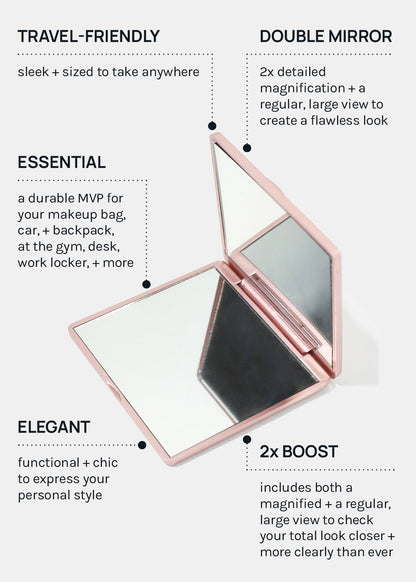 AOA Paw Paw Magnifying Double-Sided Compact Mirror - Rose