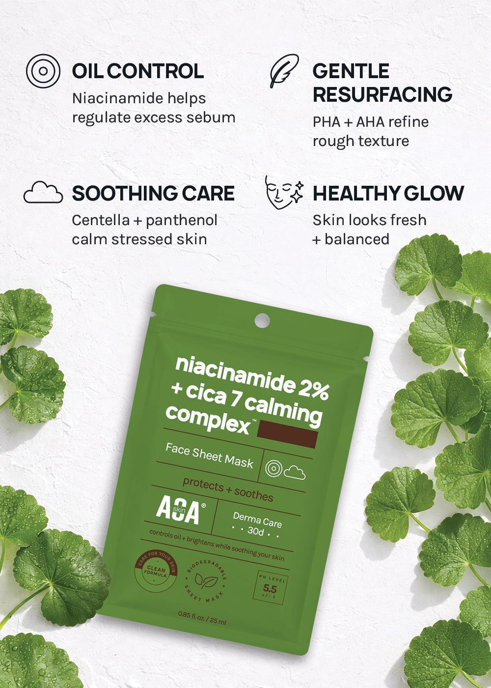 AOA Skin Niacinamide 2% + CICA 7 Calming Complex Sheet Mask
