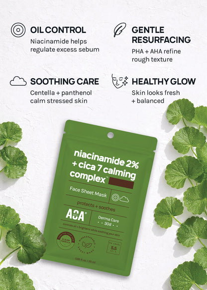AOA Skin Niacinamide 2% + CICA 7 Calming Complex Sheet Mask