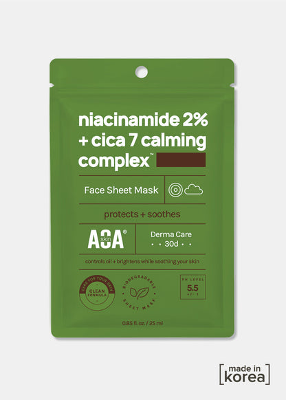 AOA Skin Niacinamide 2% + CICA 7 Calming Complex Sheet Mask
