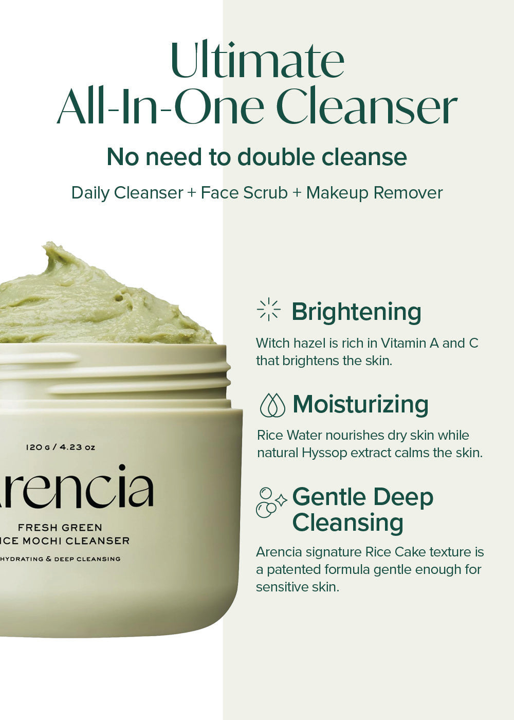 Arencia Fresh Green Rice Mochi Cleanser 120g