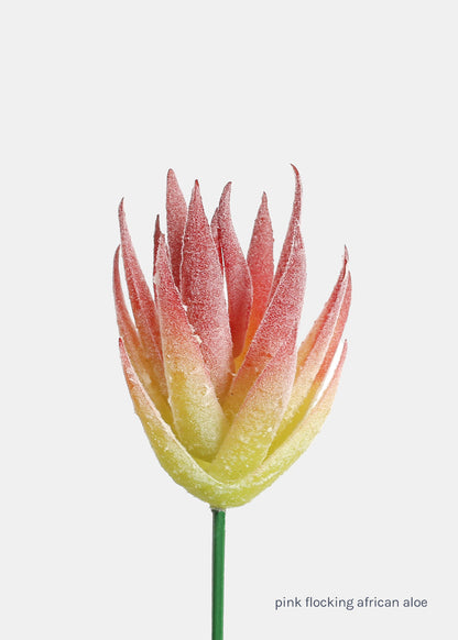 Official Key Items Artificial Succulents - Pink Flocking African Aloe