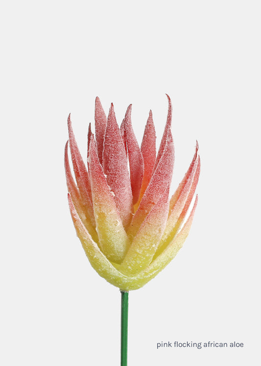 Official Key Items Artificial Succulents - Pink Flocking African Aloe