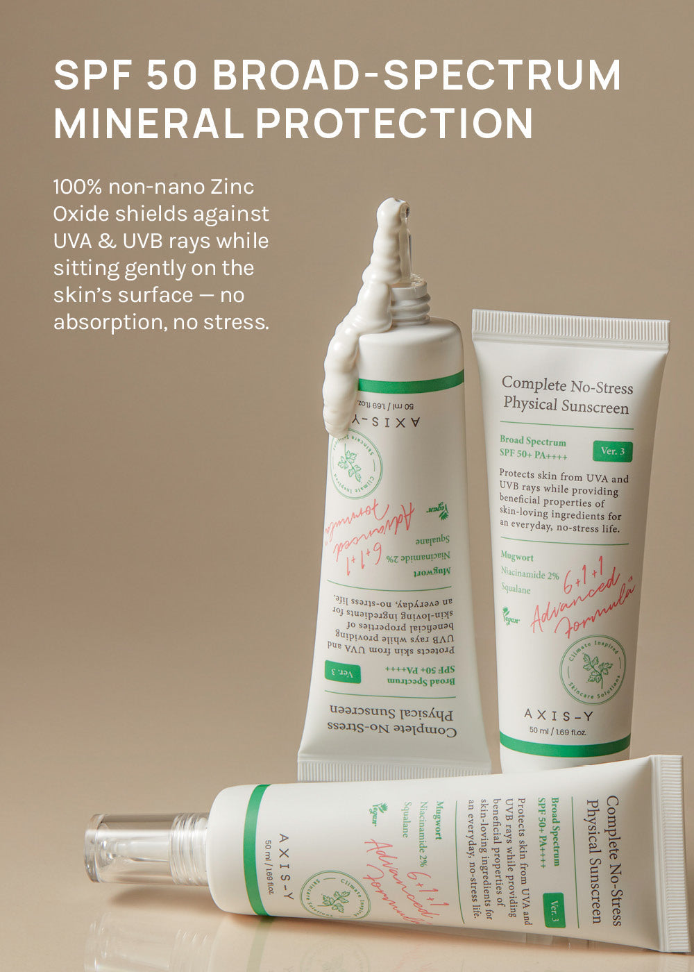 AXIS-Y Complete No-Stress Physical Sunscreen 50ml