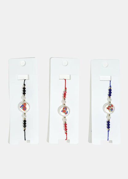 Rhinestone Heart Drawstring Bracelet