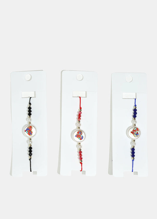 Rhinestone Heart Drawstring Bracelet