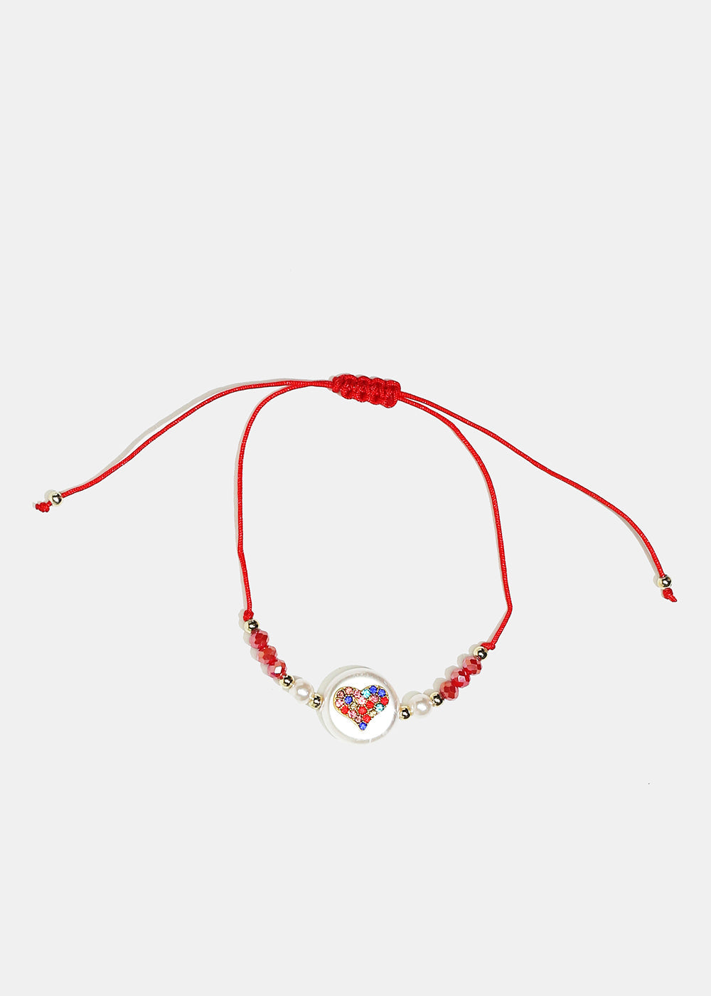 Rhinestone Heart Drawstring Bracelet