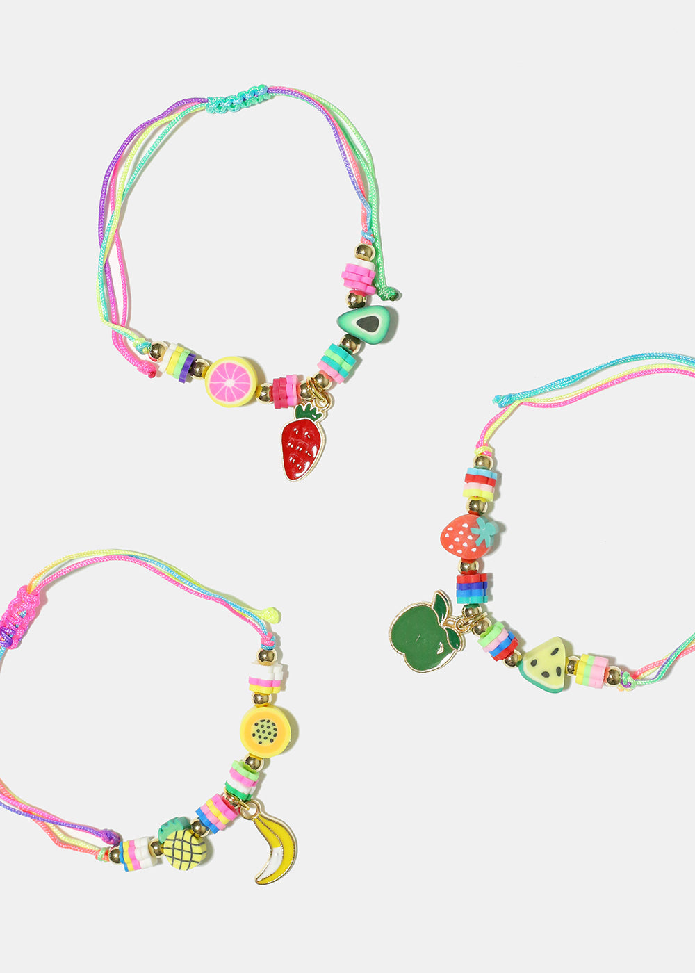 Fruit Charm & Bead Drawstring Bracelet
