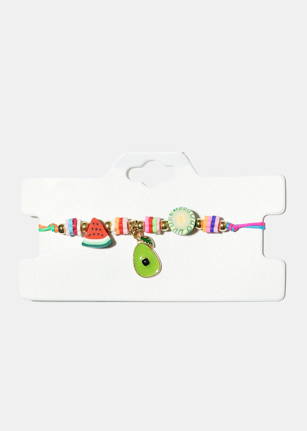 Fruit Charm & Bead Drawstring Bracelet
