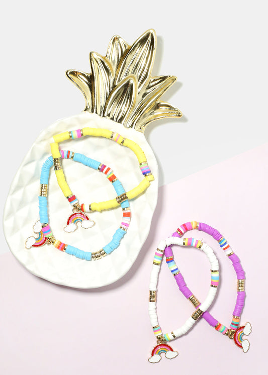 Rainbow Charm Beaded Bracelet