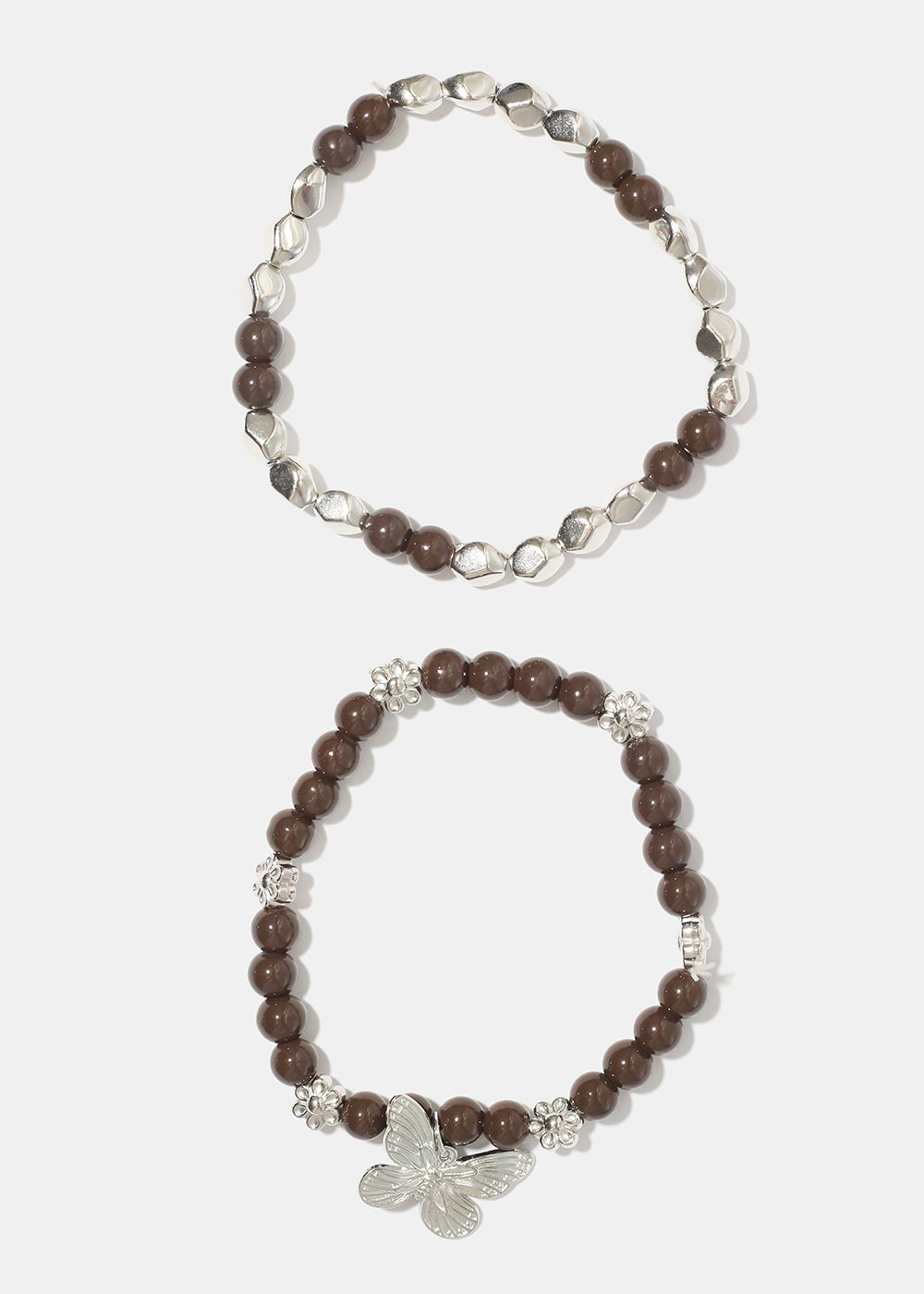 Dark Bead Bracelet with Butterfly