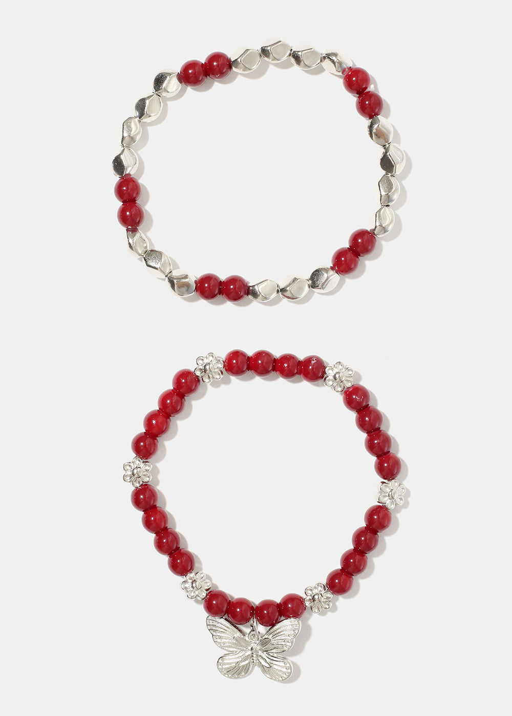 Dark Bead Bracelet with Butterfly