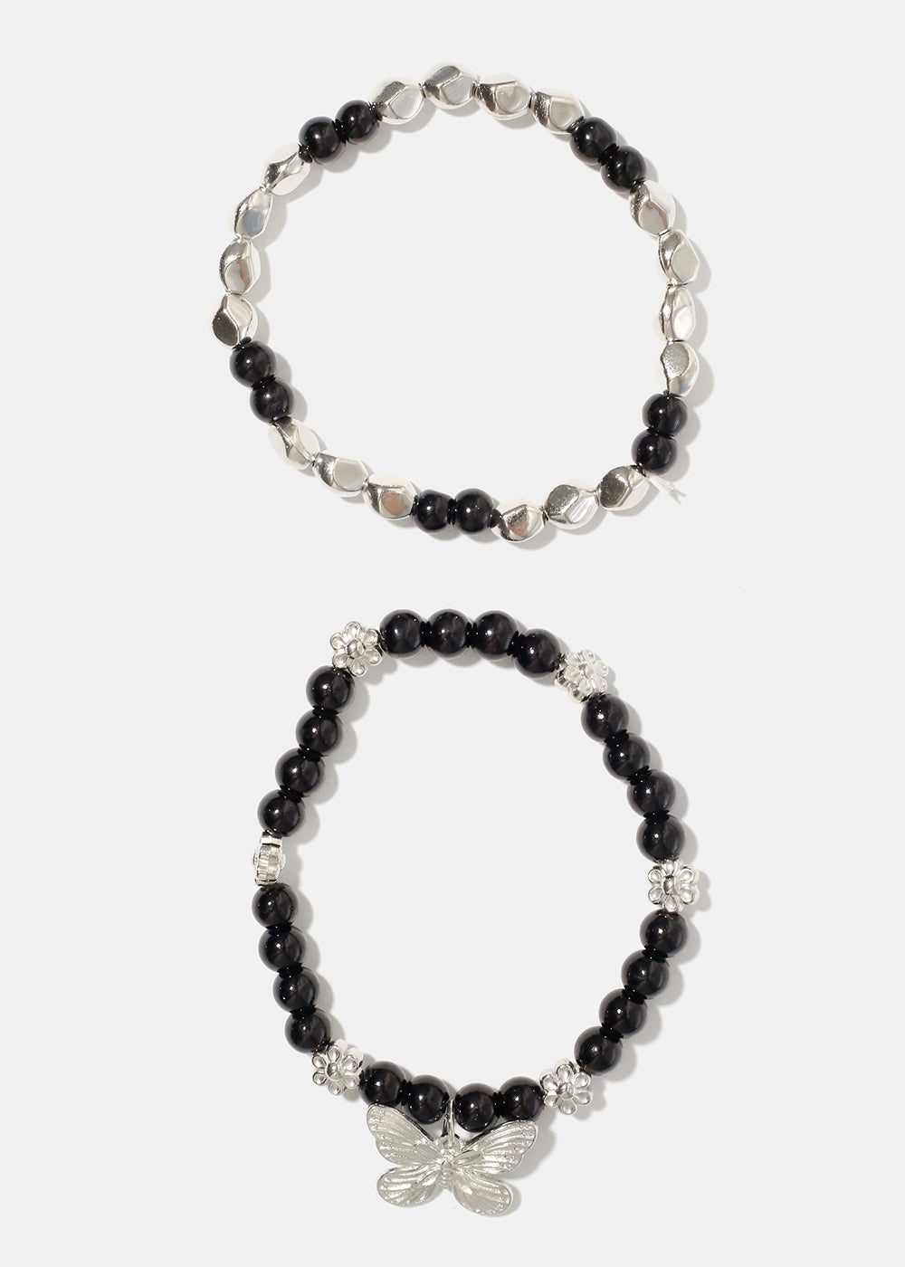 Dark Bead Bracelet with Butterfly