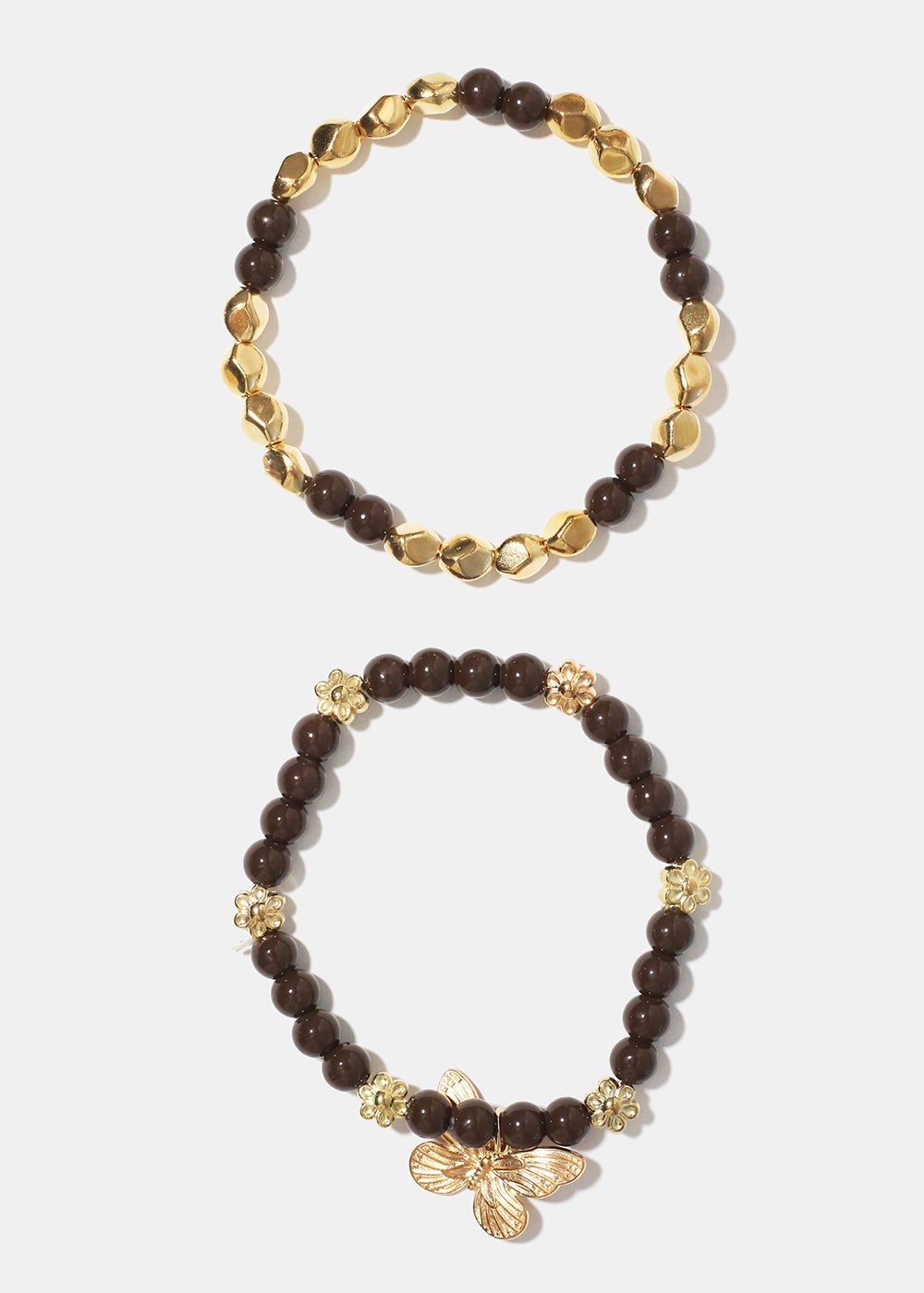 Dark Bead Bracelet with Butterfly