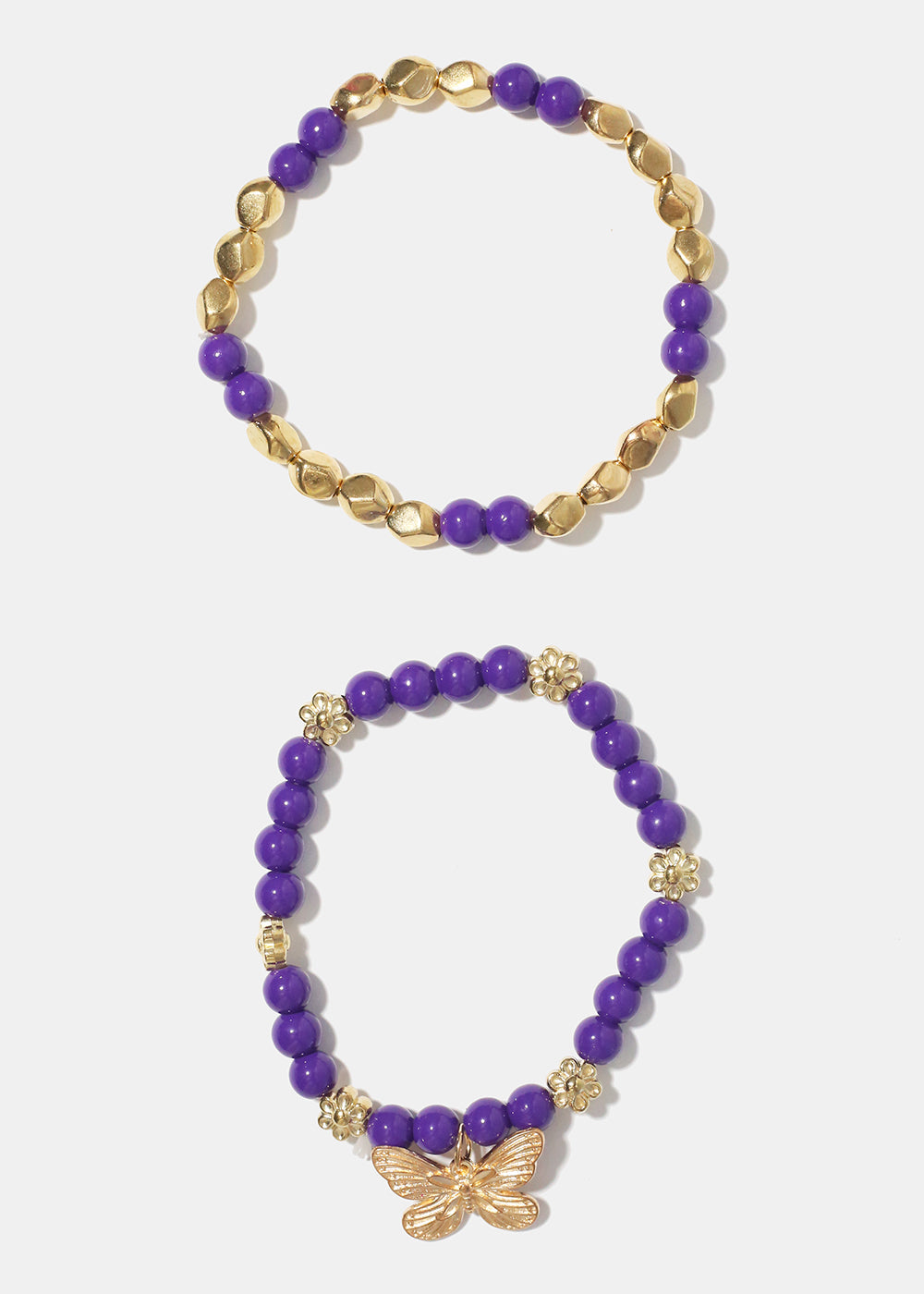 Dark Bead Bracelet with Butterfly