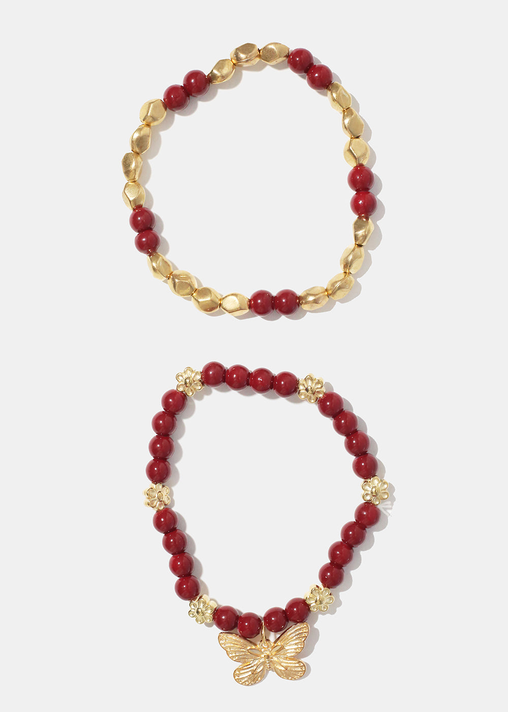 Dark Bead Bracelet with Butterfly