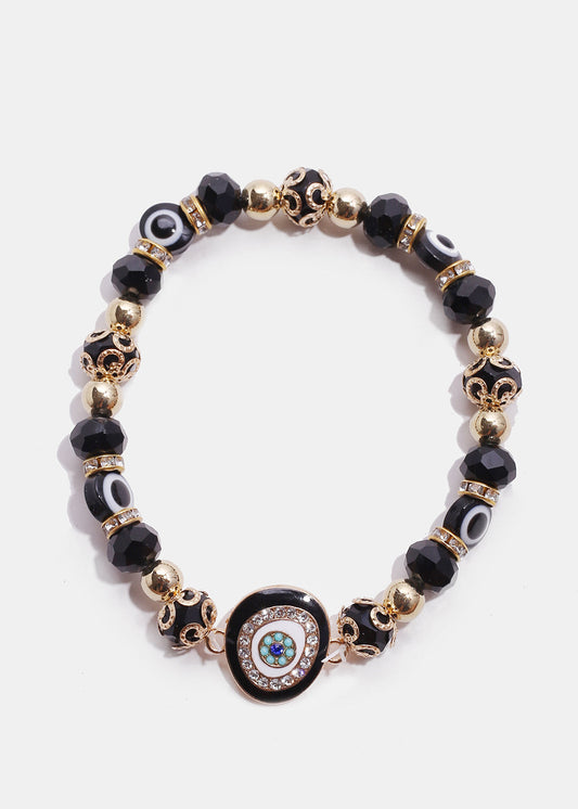 Dark Colored Evil Eye Bead Bracelet