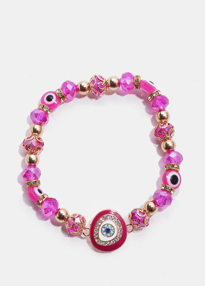 Dark Colored Evil Eye Bead Bracelet