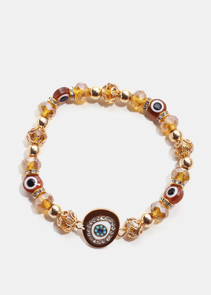 Dark Colored Evil Eye Bead Bracelet