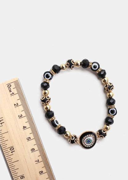 Dark Colored Evil Eye Bead Bracelet