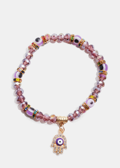 Evil Eye & Hamsa Hand Bead Bracelet