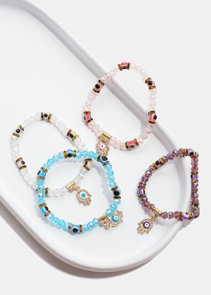 Evil Eye & Hamsa Hand Bead Bracelet