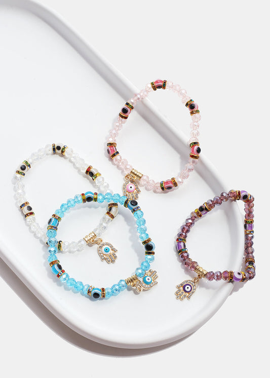 Evil Eye & Hamsa Hand Bead Bracelet