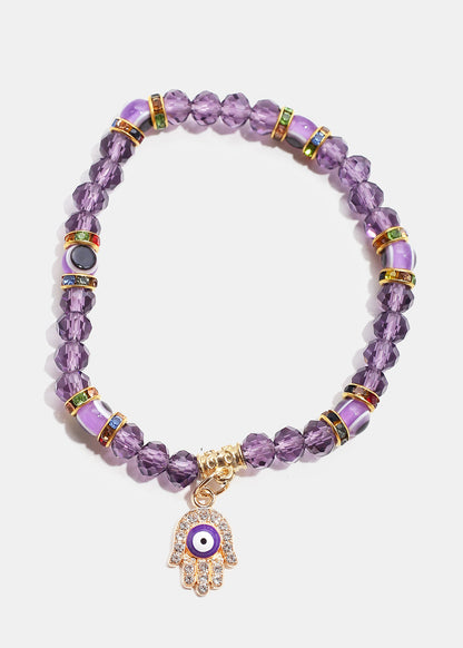 Hamsa Hand with Evil Eye Bead Bracelet