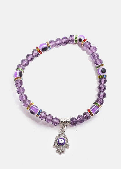 Hamsa Hand with Evil Eye Bead Bracelet
