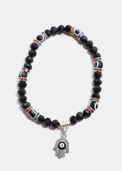 Hamsa Hand with Evil Eye Bead Bracelet