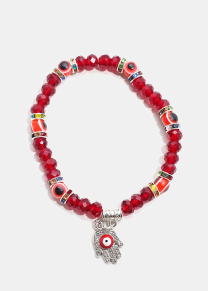 Hamsa Hand with Evil Eye Bead Bracelet