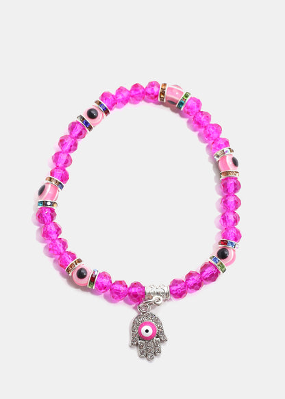 Hamsa Hand with Evil Eye Bead Bracelet